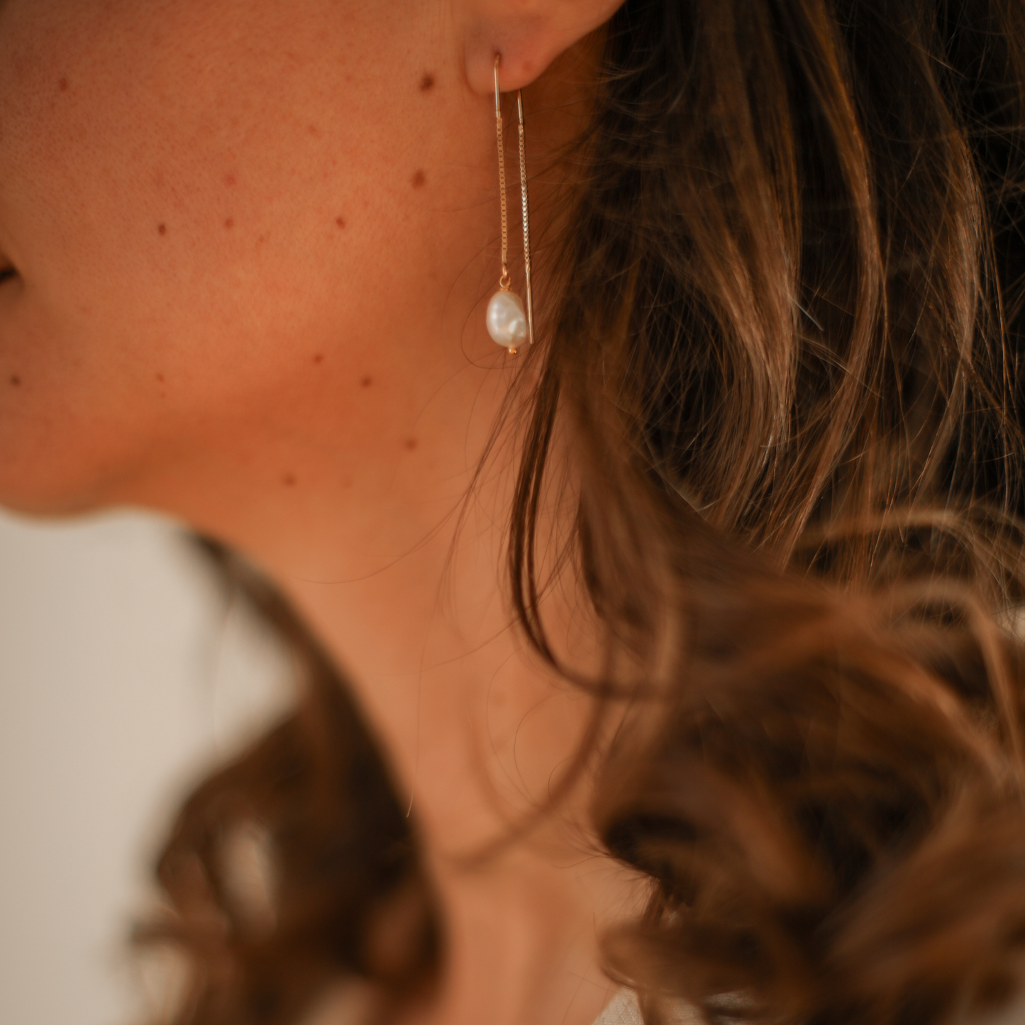 Boucles d'oreilles pendantes perles d'eau douce