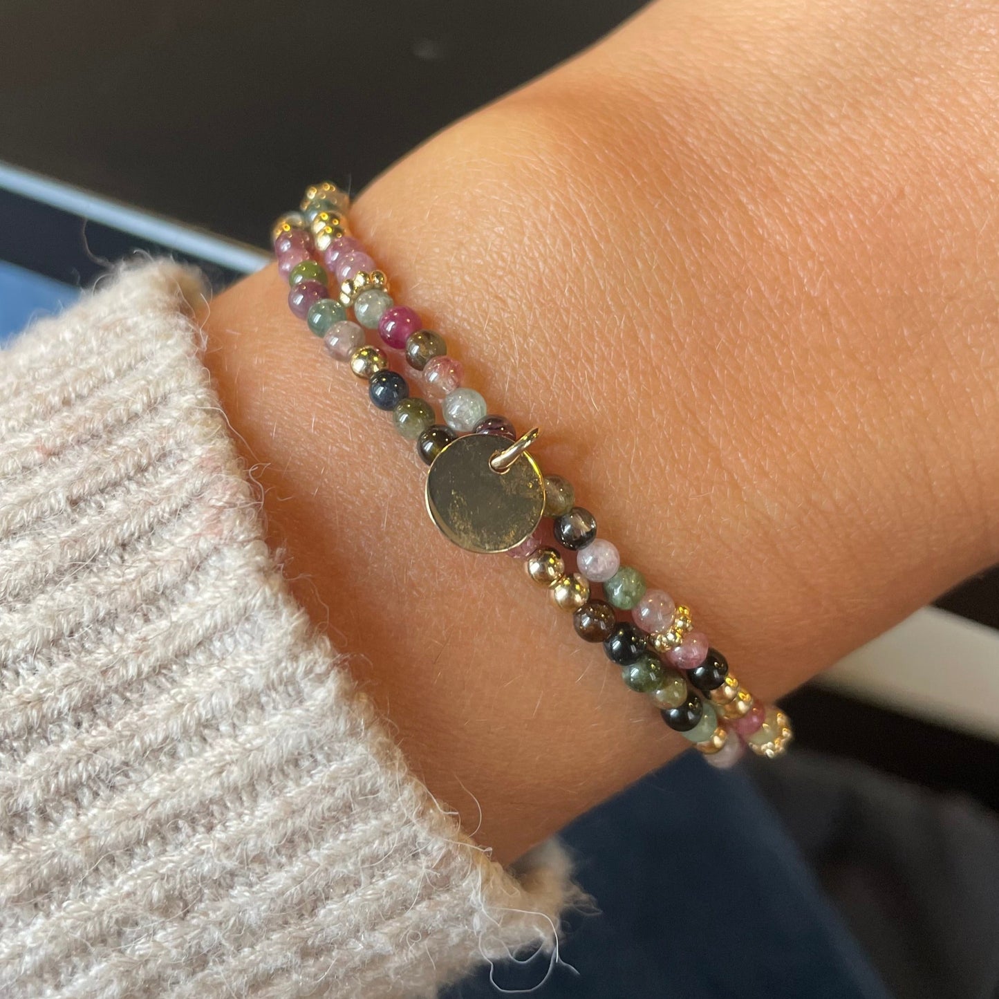 Bracelet double Tourmaline multicolore