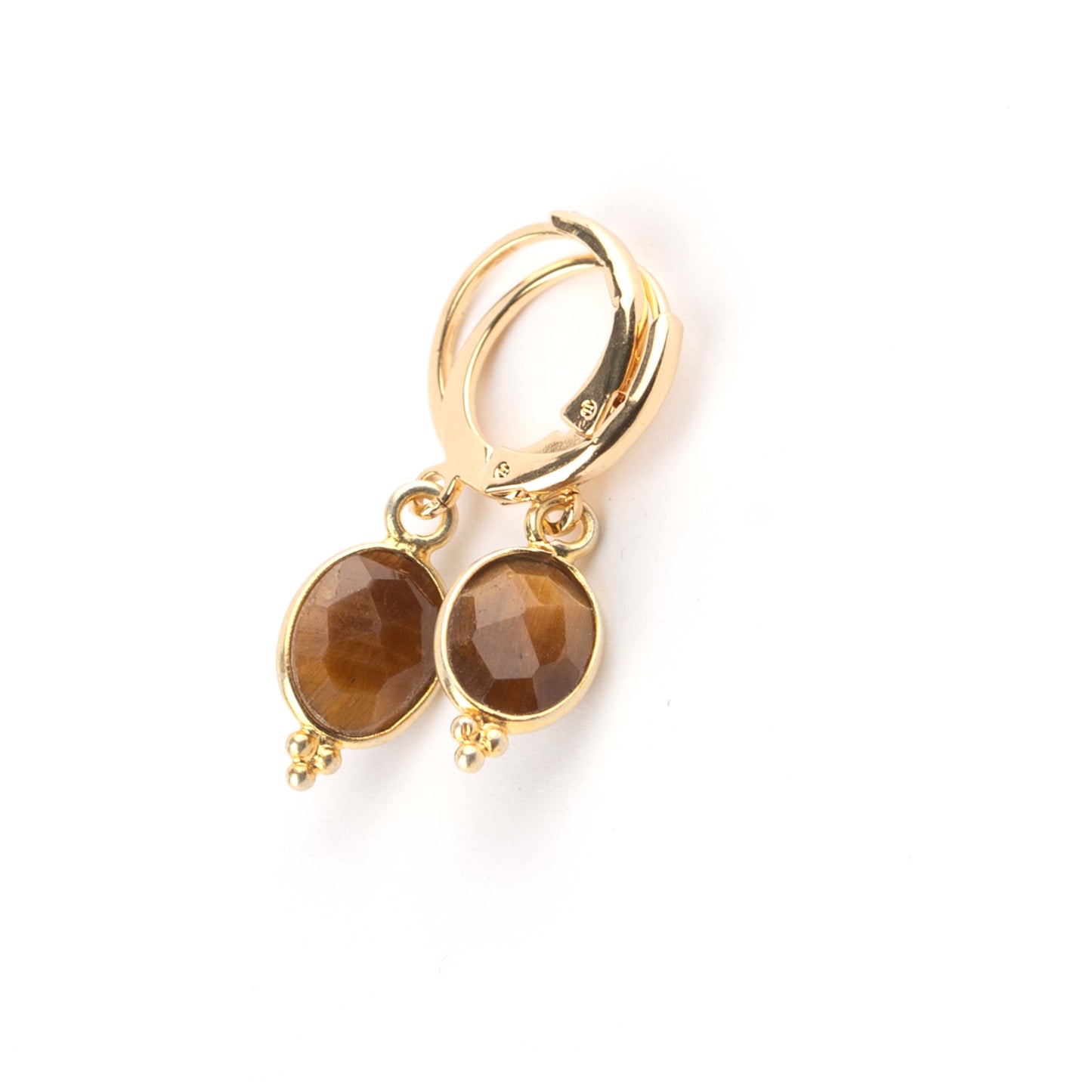 Boucles d'oreilles dormeuses Oeil de tigre