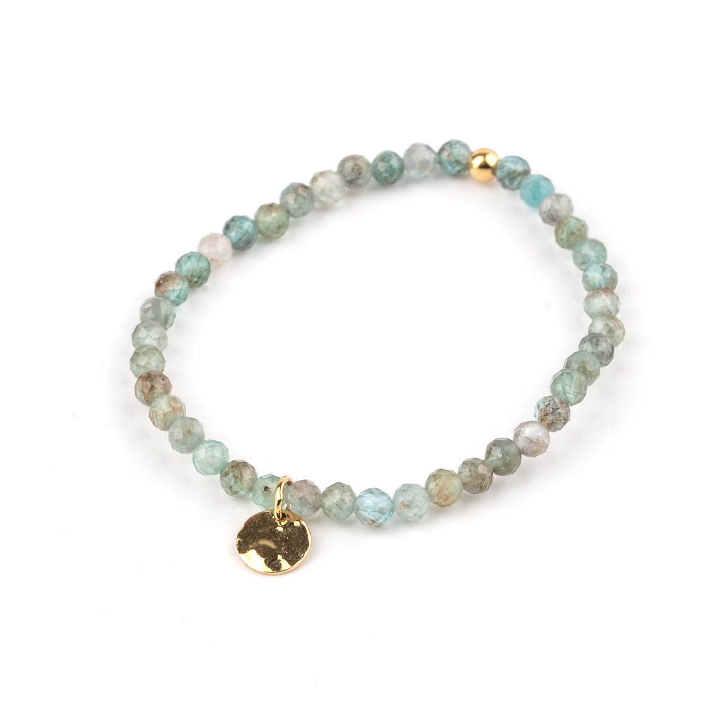 Bracelet Apatite et médaille plaqué or