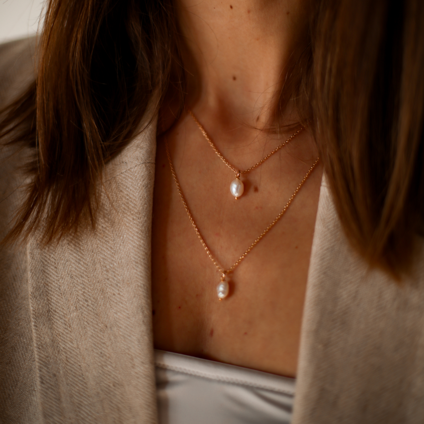 Collier perle d'eau douce et chaine plaqué or