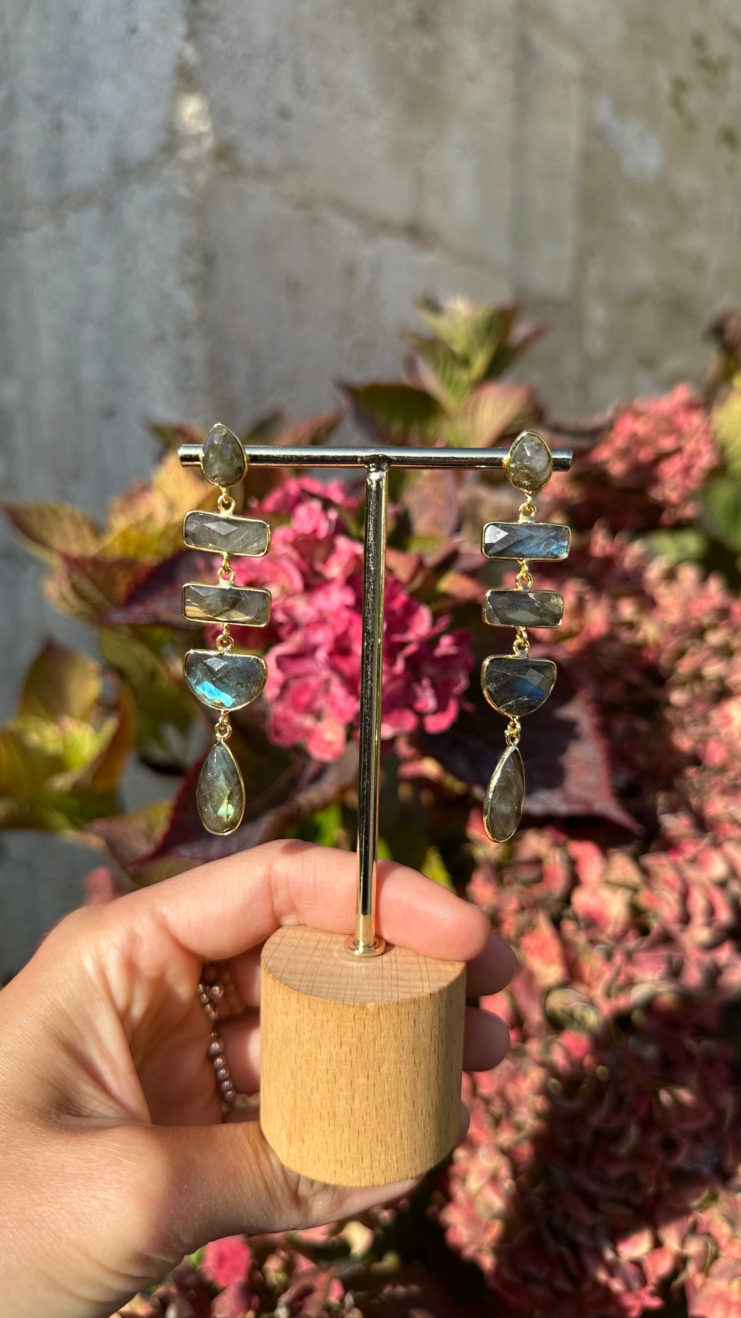 Boucles d’oreilles labradorite – Dorées à l’or fin
