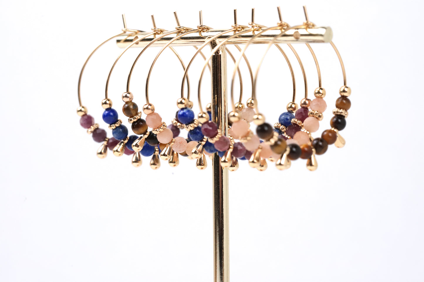 Boucles d'oreilles créoles oeil de tigre