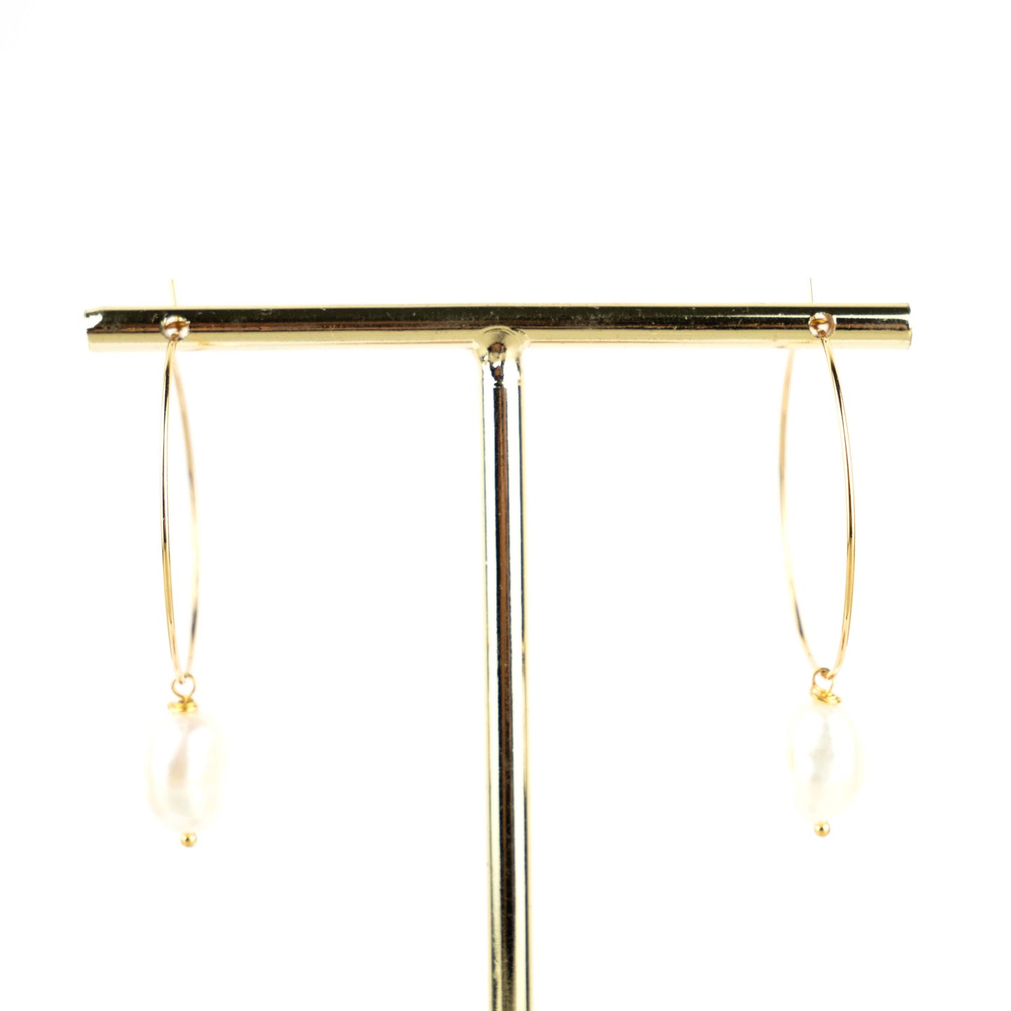 Boucles d'oreilles créoles perles d'eau douce grand modèle