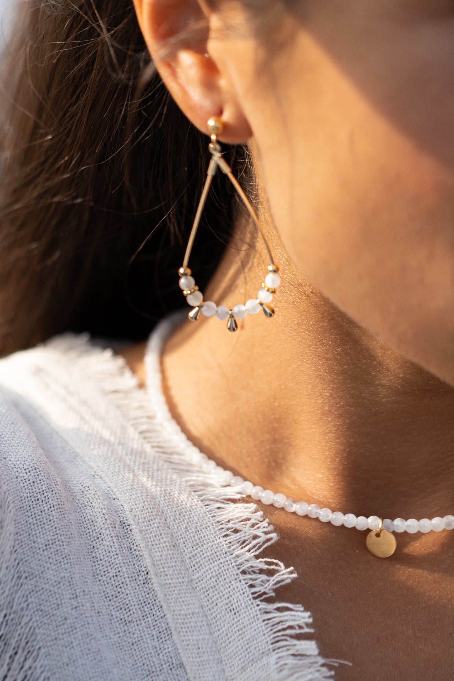 Boucles d'oreilles gouttes en pierre de lune