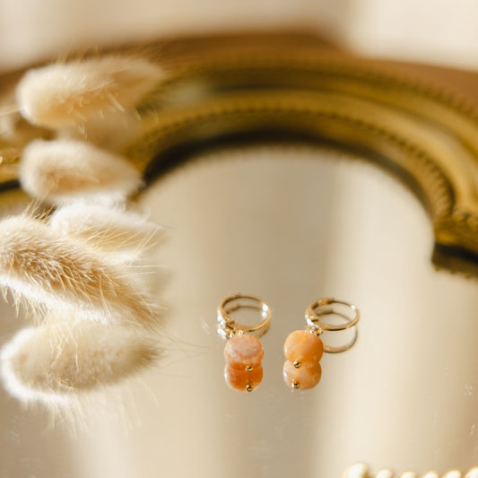 Boucles d'oreilles dormeuses pierre du soleil