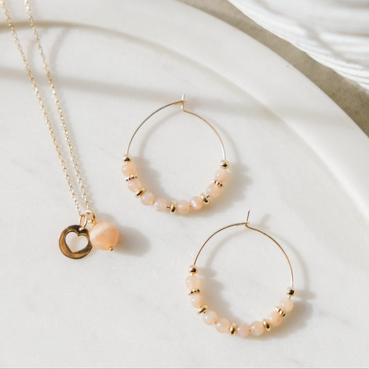 Boucles d'oreilles créoles pierre du soleil