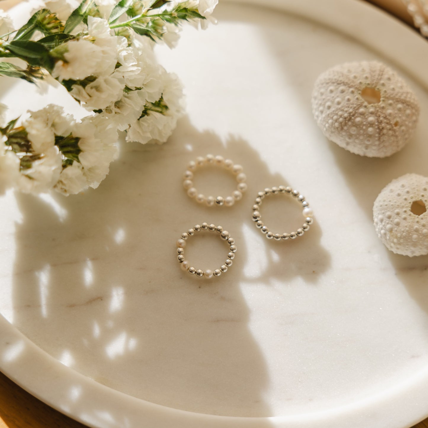 Trio de bagues perles d'eau douce argent 925