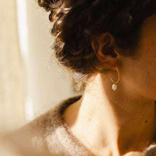 Boucles d'oreilles créoles perles d'eau douce