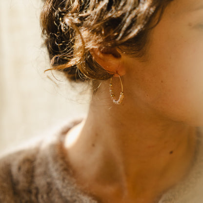 Boucles d'oreilles créoles pierre du soleil