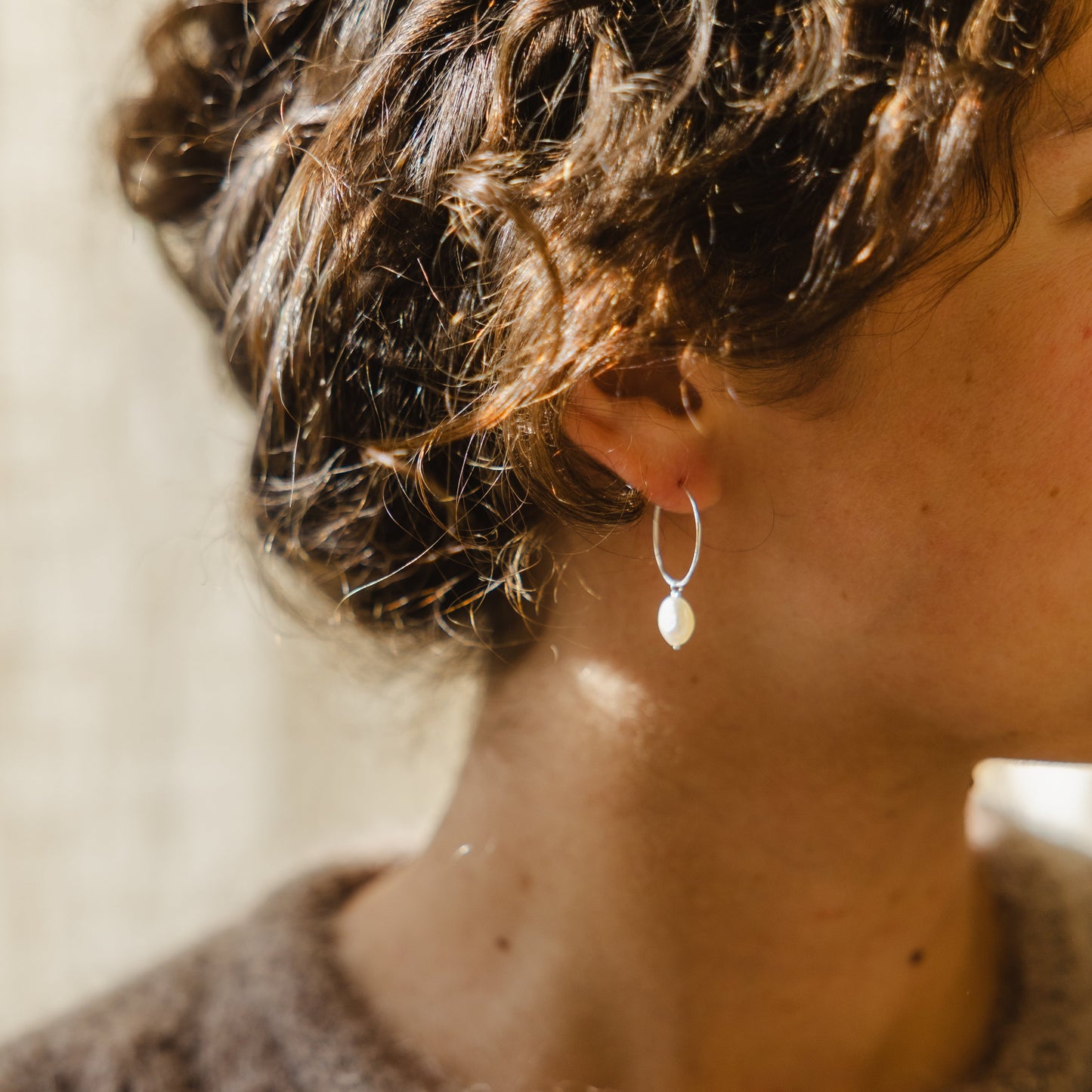 Créoles perles d'eau douce argent 925