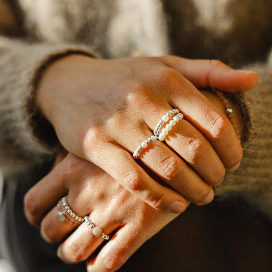 Bague argent 925 et trio de perles d'eau douce