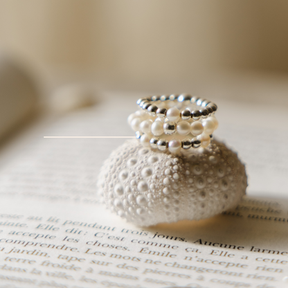 Bague argent 925 et trio de perles d'eau douce