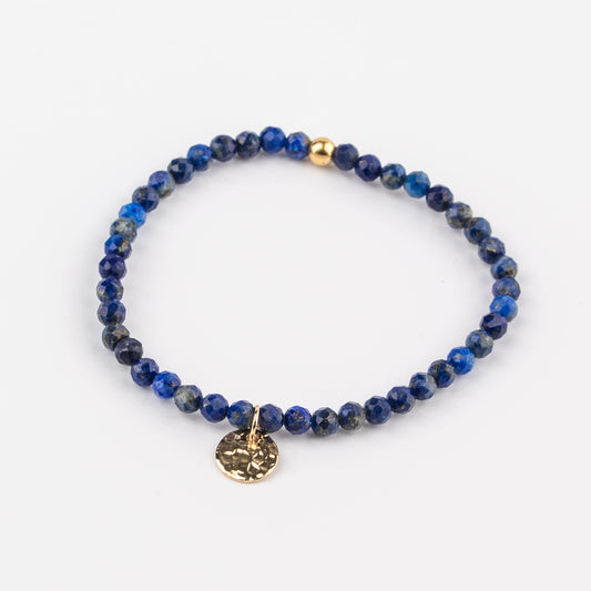 Bracelet Lapis-lazuli et médaille plaqué or