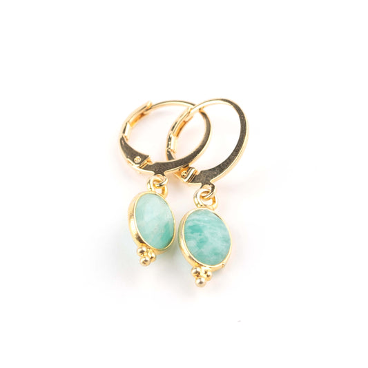 Boucles d'oreilles dormeuse Amazonite