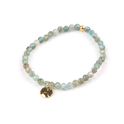 Bracelet Apatite et médaille plaqué or