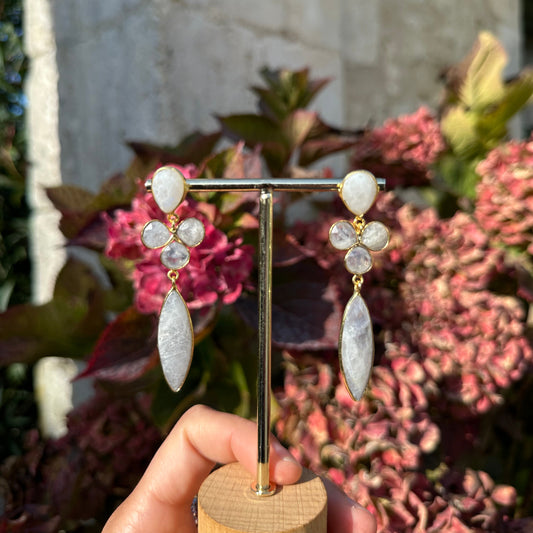 Boucles d’oreilles pierre de lune dorées