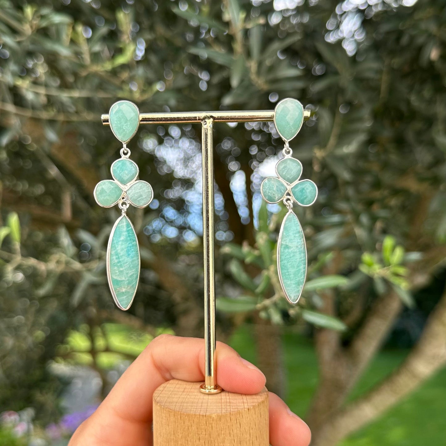 Boucles d’oreilles amazonite argent