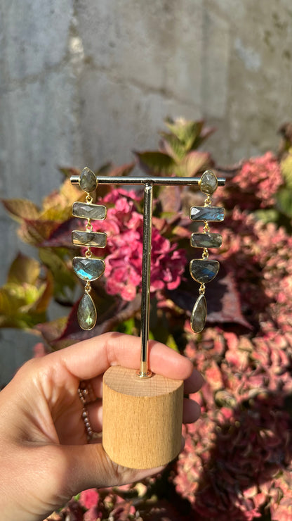 Boucles d’oreilles labradorite – Dorées à l’or fin