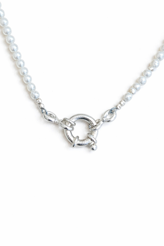 Collier perles d'eau mousqueton argent 925