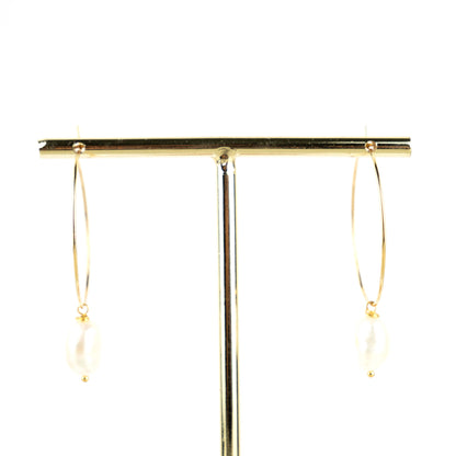 Boucles d'oreilles créoles perles d'eau douce grand modèle