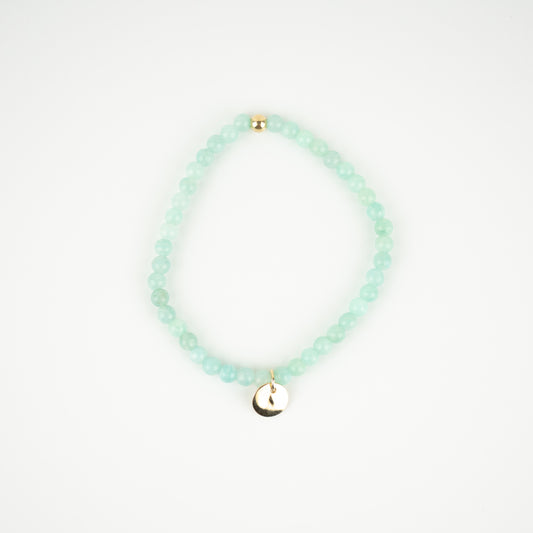 Bracelet Amazonite et médaille plaqué or