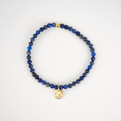 Bracelet Lapis-lazuli et médaille plaqué or