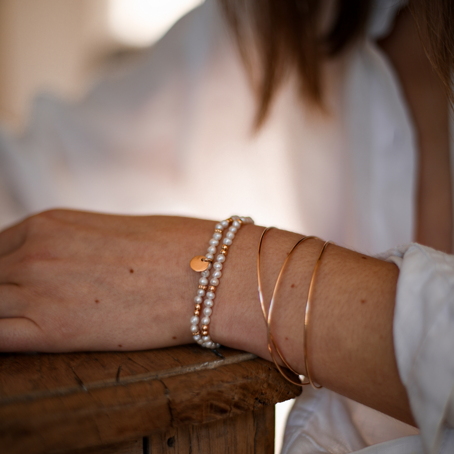Bracelet double perles d’eau douce - plaqué or