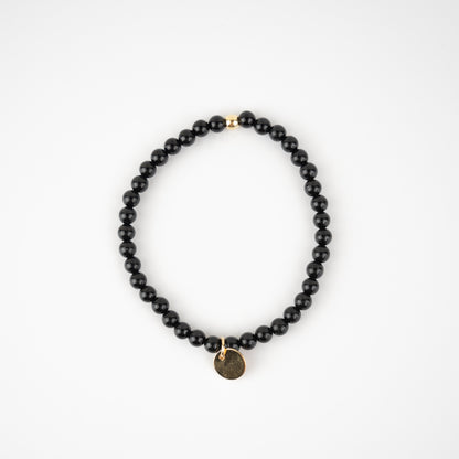 Bracelet en tourmaline noire & médaille – pierres naturelles
