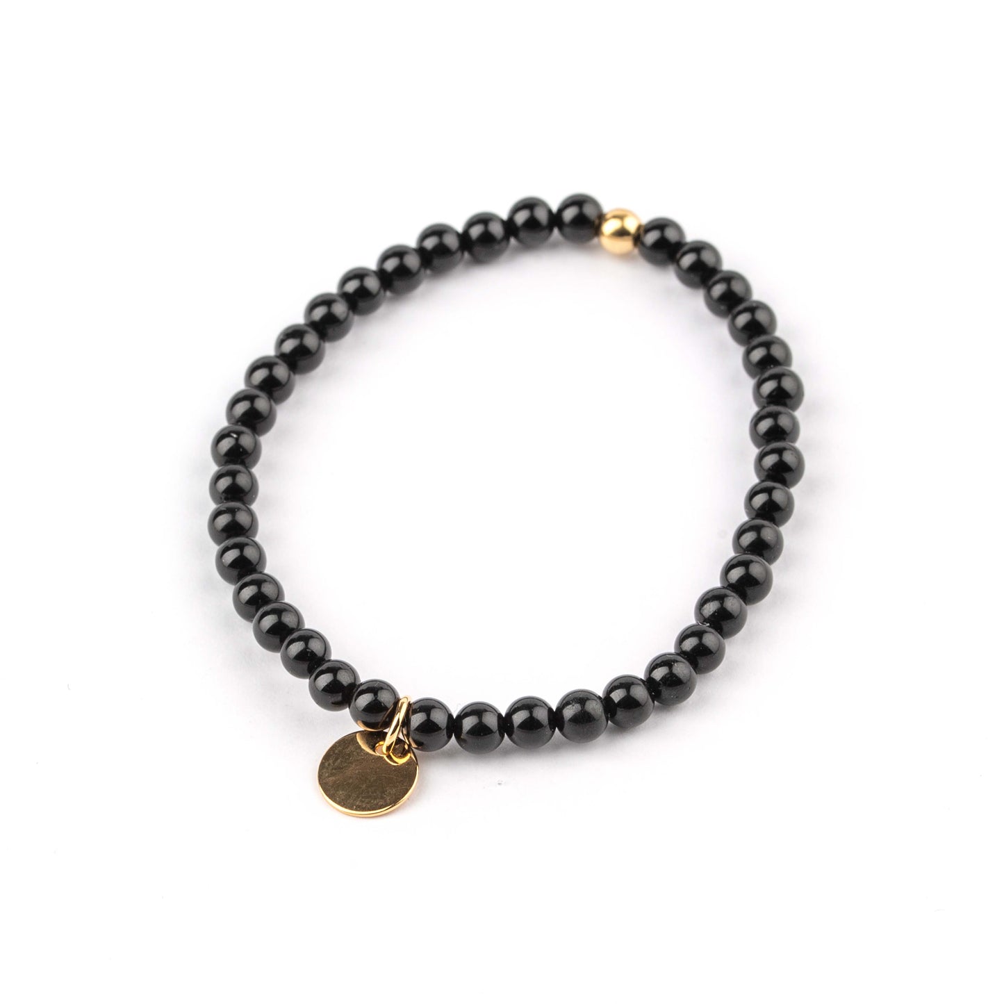 Bracelet en tourmaline noire & médaille – pierres naturelles