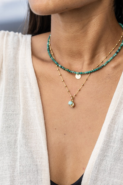 Collier cauri et amazonite