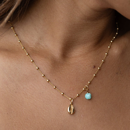 Collier cauri et amazonite