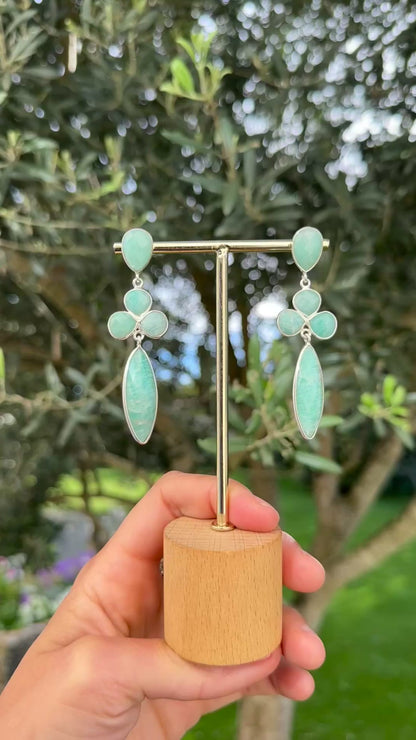Boucles d’oreilles amazonite argent