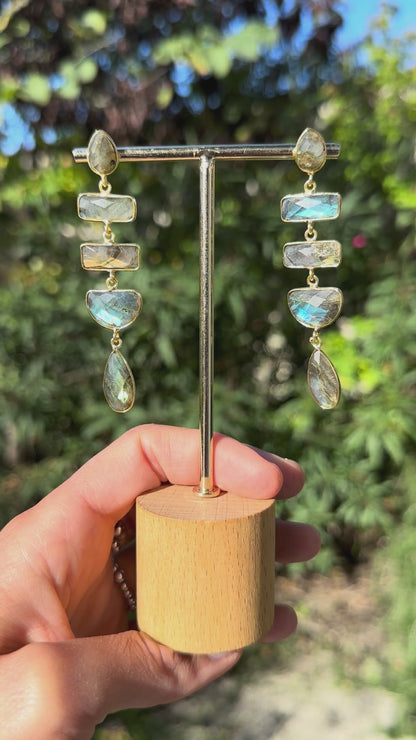 Boucles d’oreilles labradorite – Dorées à l’or fin